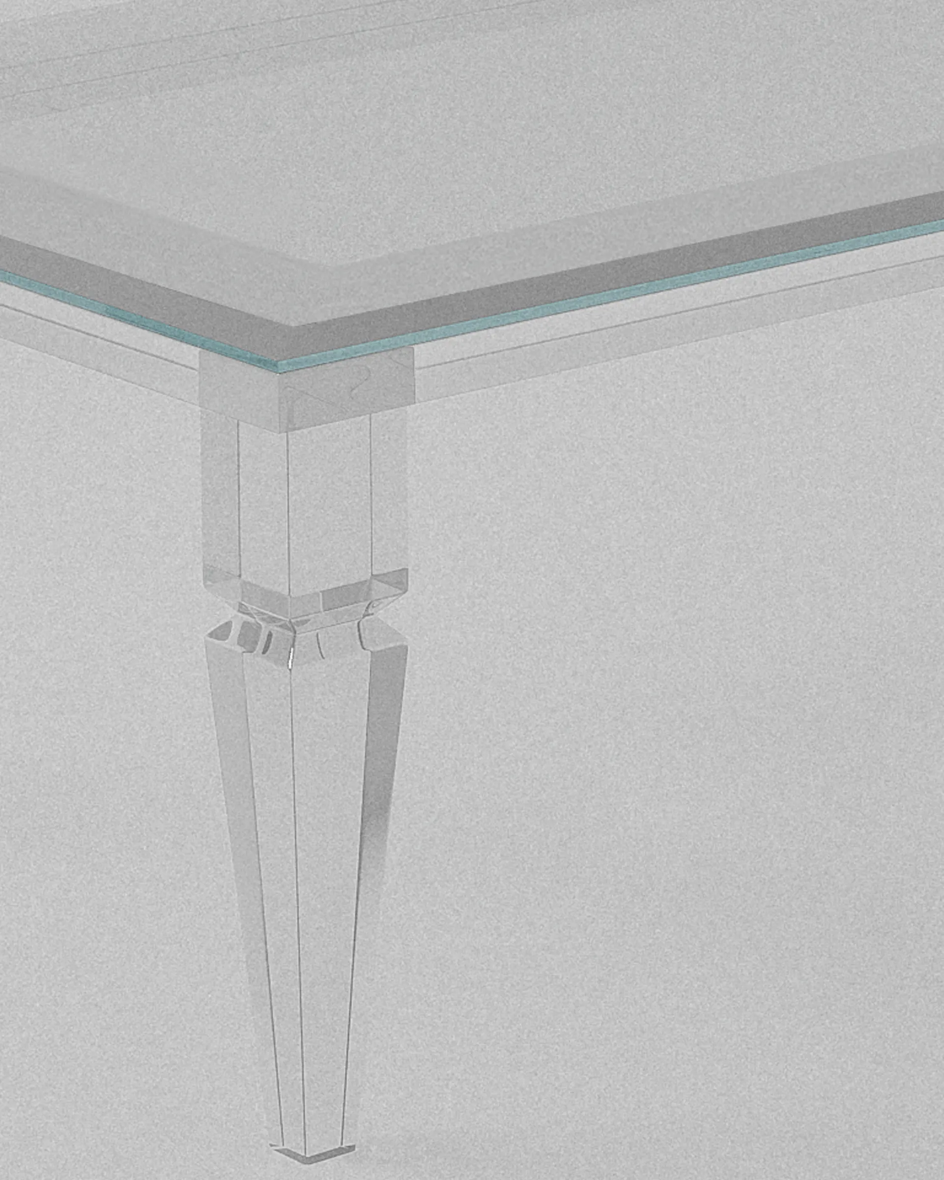 Andora acrylic coffee table – Clear acrylic table corner, faceted leg. | MUÑIZ Miami