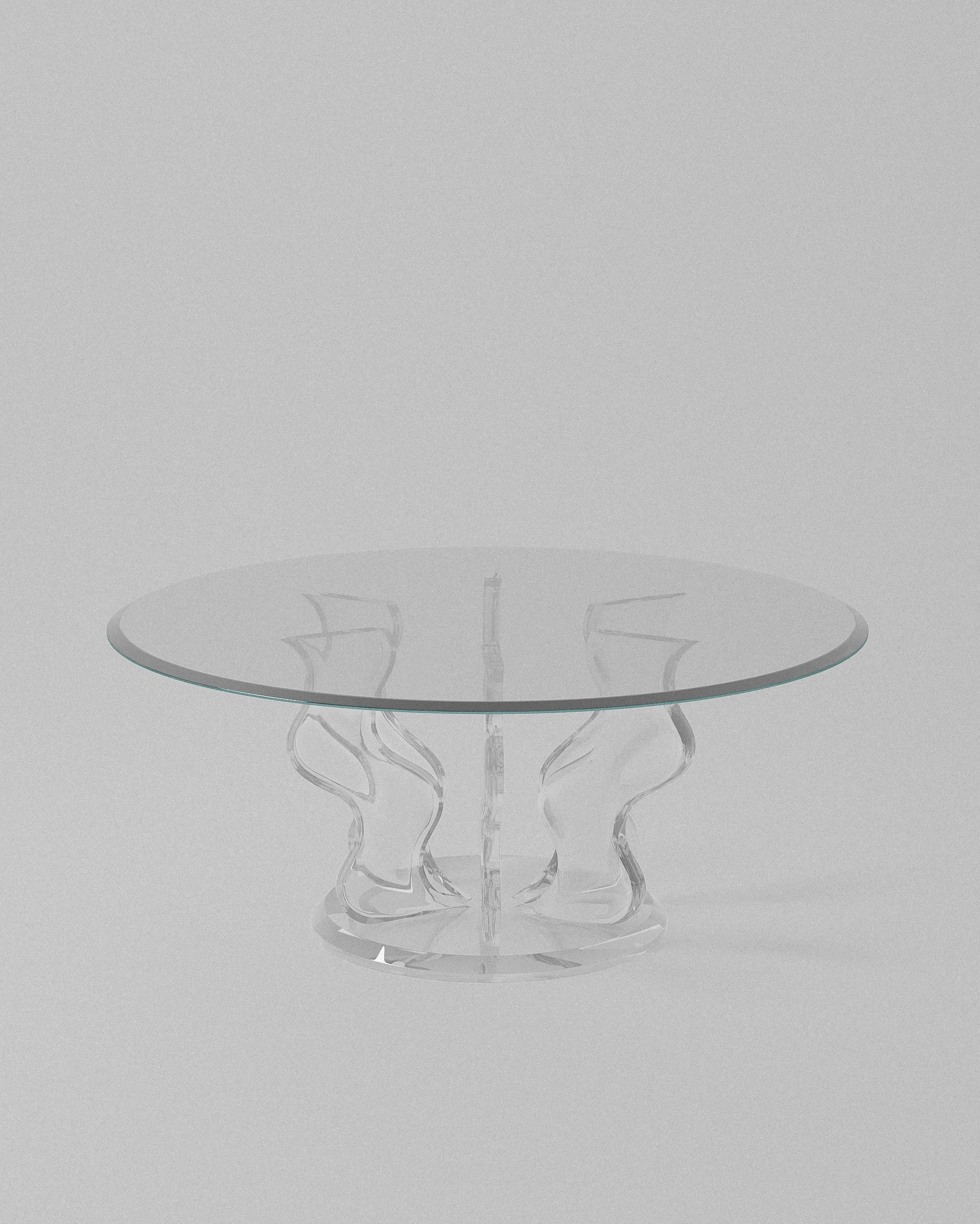 Sparkle acrylic coffee table – Clear acrylic coffee table, wavy sculptural base. | MUÑIZ Miami