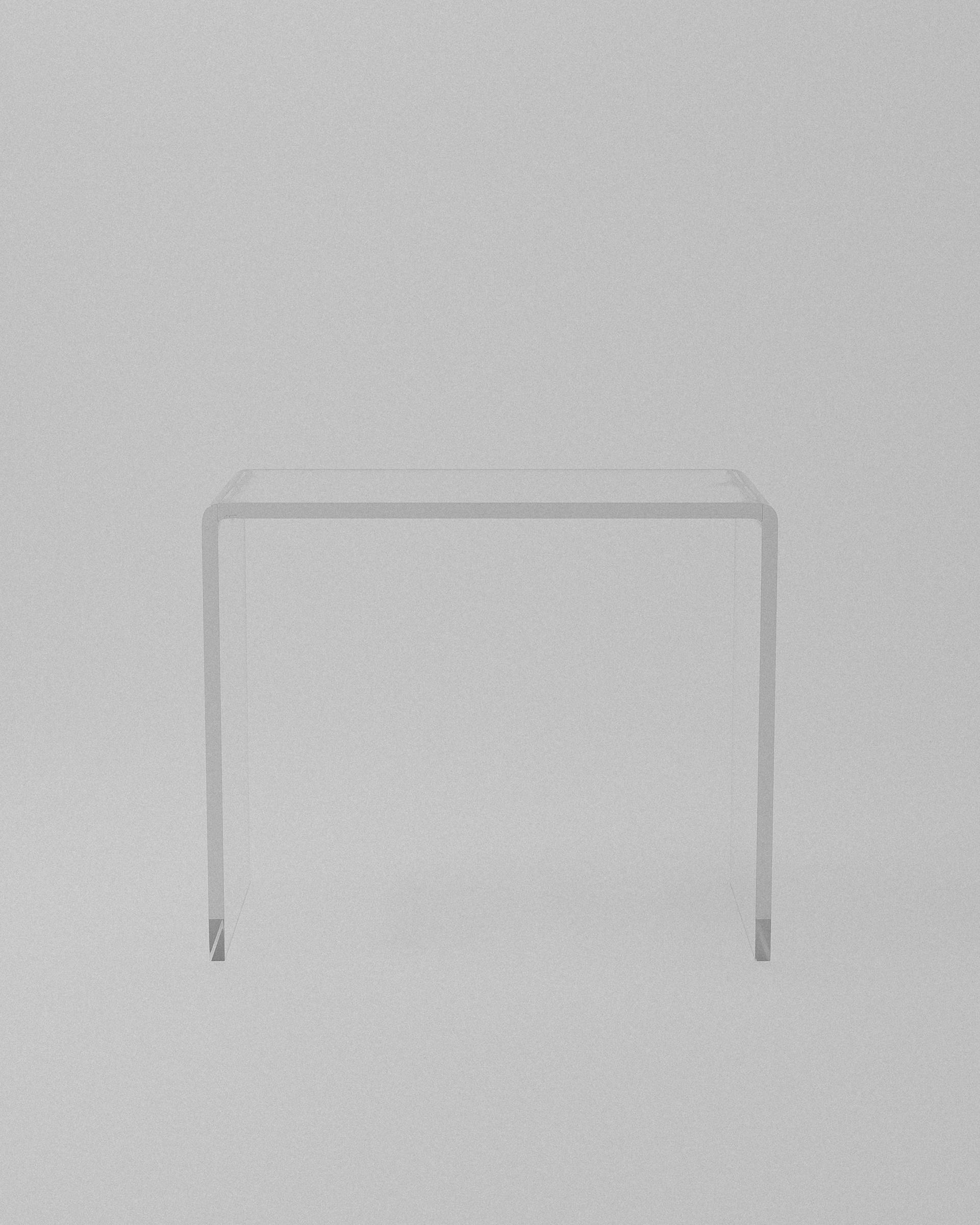 Waterfall acrylic console table – U-shaped clear acrylic console table front | MUÑIZ Miami