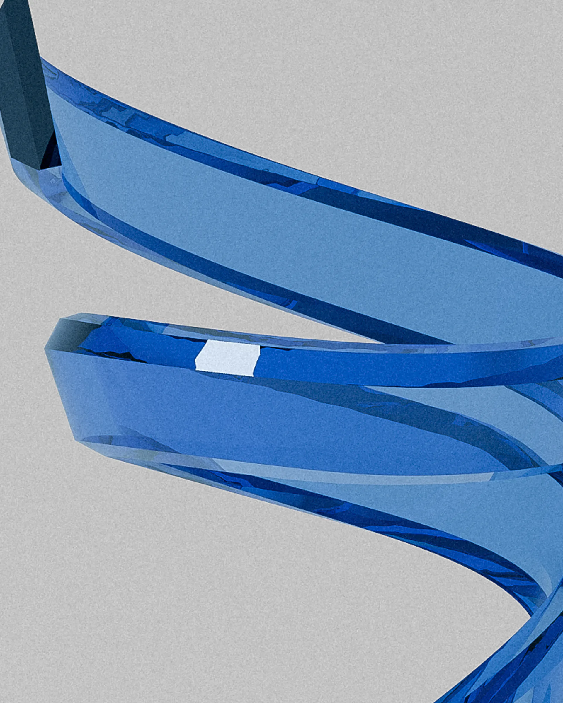 Cyclone acrylic sculptural object – Faceted translucent blue acrylic spiral | MUÑIZ Miami