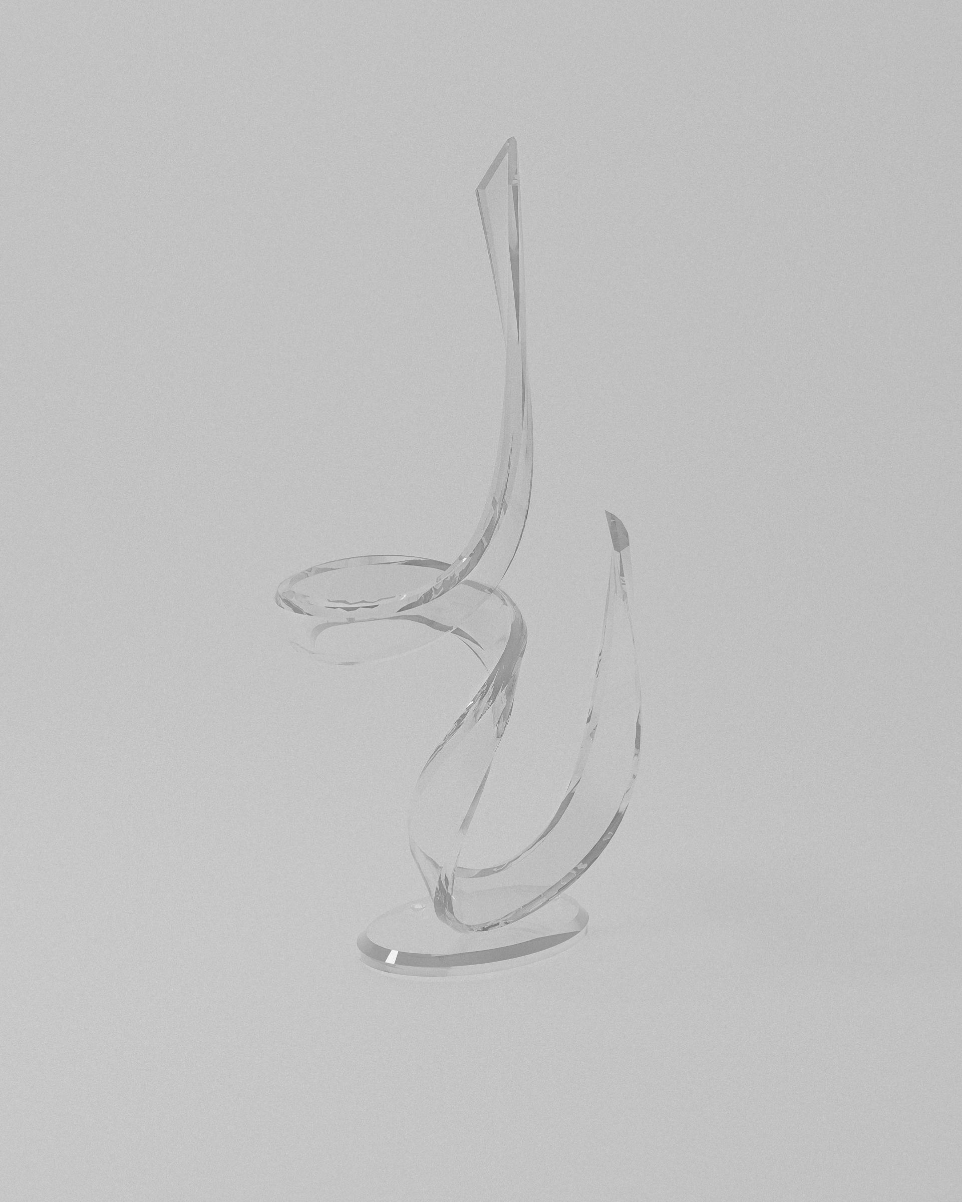 Ecstasy acrylic sculptural object – Clear acrylic spiraling form | MUÑIZ Miami