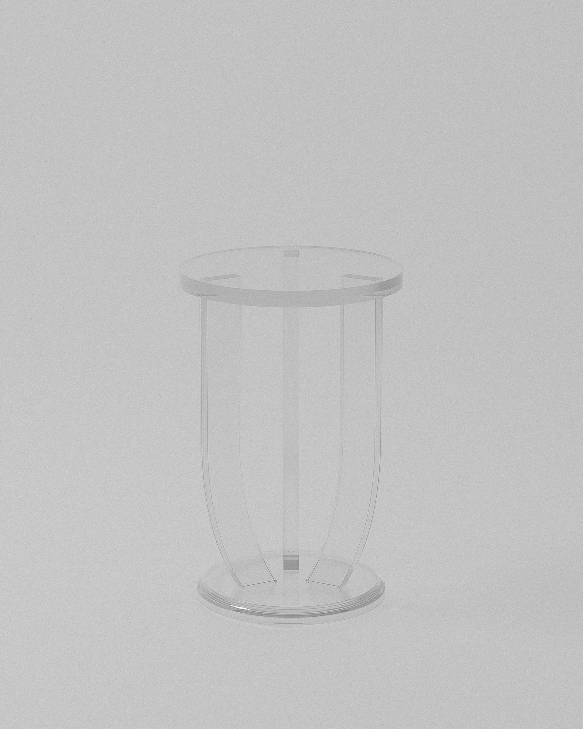 Annie acrylic end table – clear acrylic curved pedestal table front view | MUÑIZ Miami