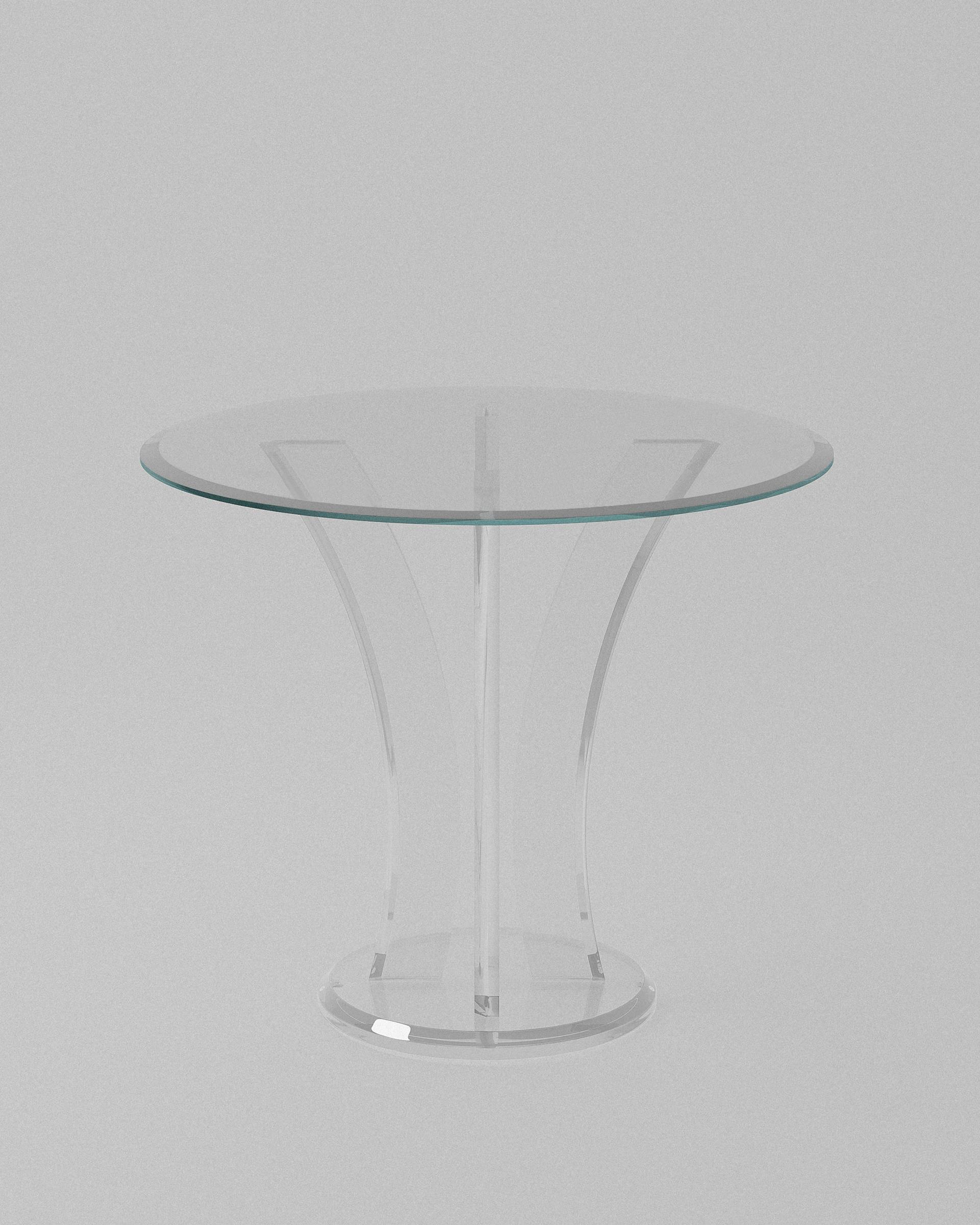 Echo acrylic end table – Clear acrylic flared pedestal, round top | MUÑIZ Miami