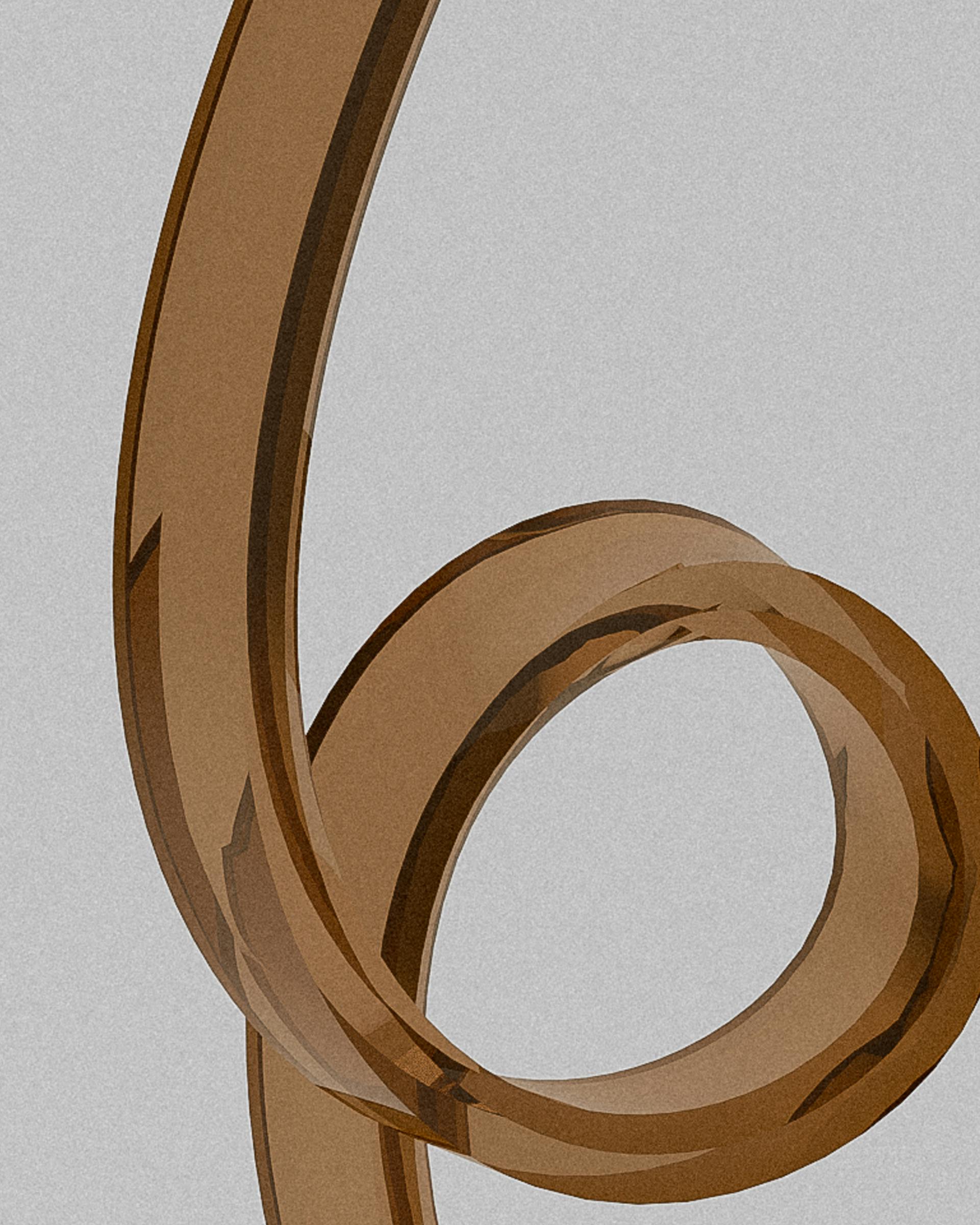 Harmony acrylic sculptural object – Brown abstract translucent twisted form. | MUÑIZ Miami