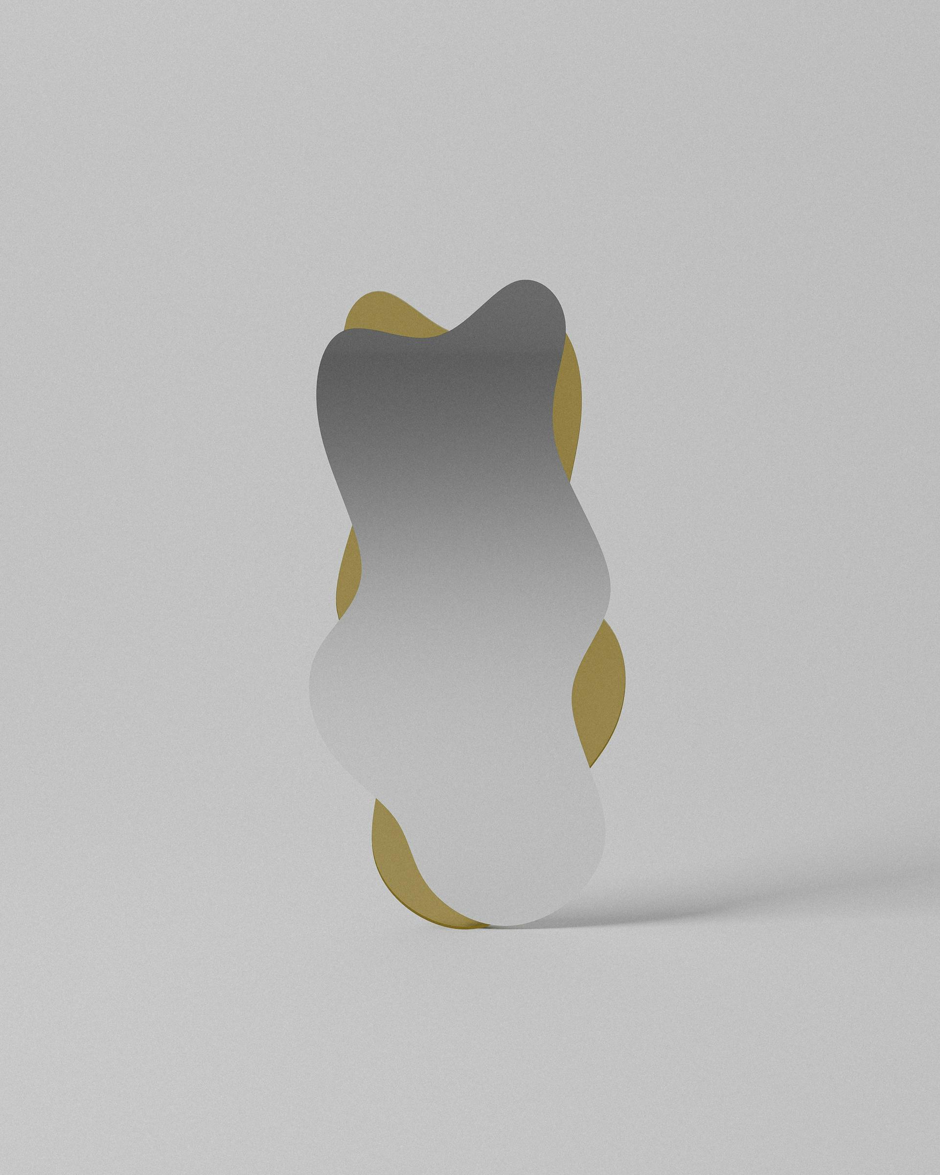 Mirror acrylic sculptural object – Layered wavy acrylic, gray gradient & gold | MUÑIZ Miami
