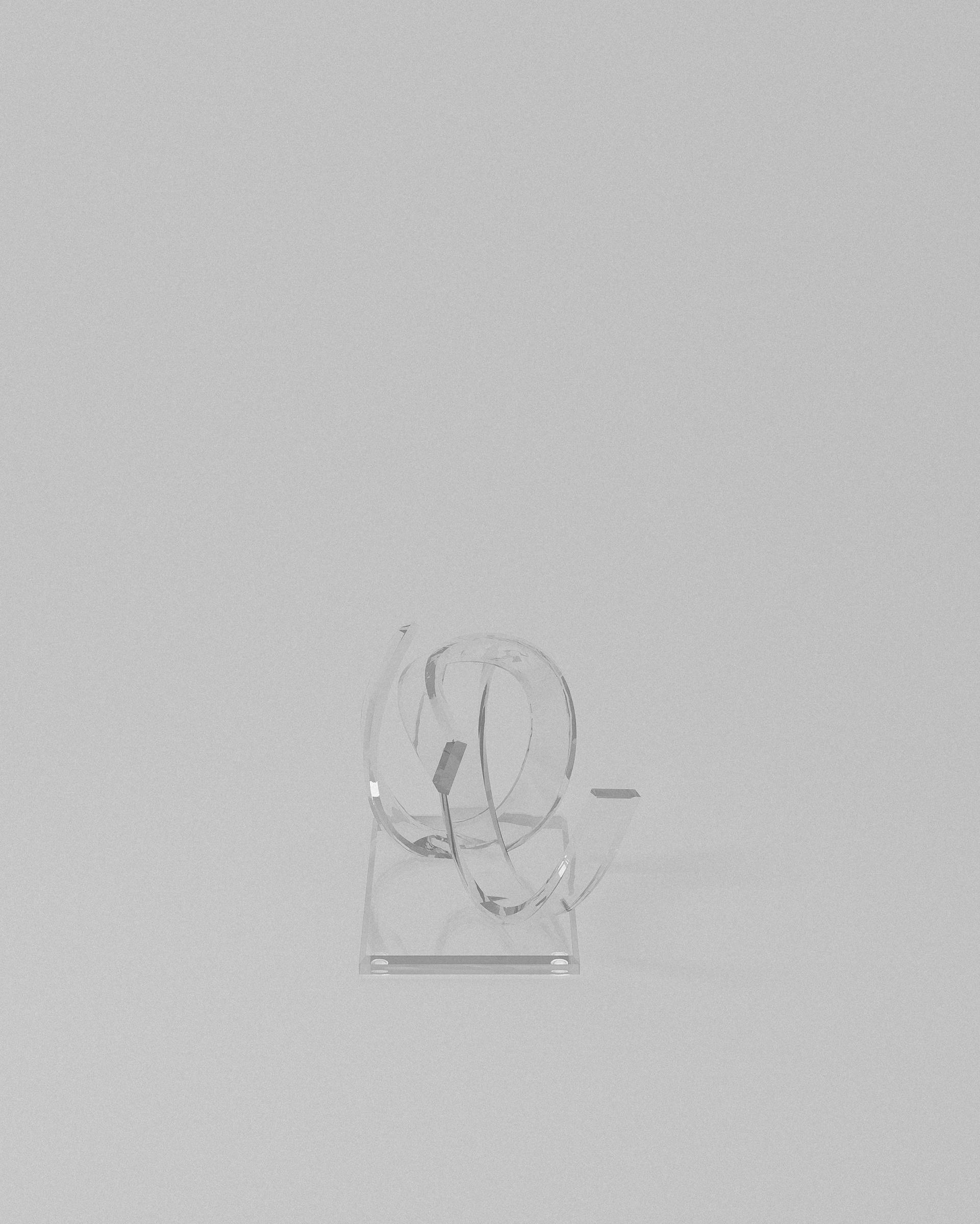 Mambo acrylic sculptural object – Clear acrylic twisted loops on base | MUÑIZ Miami