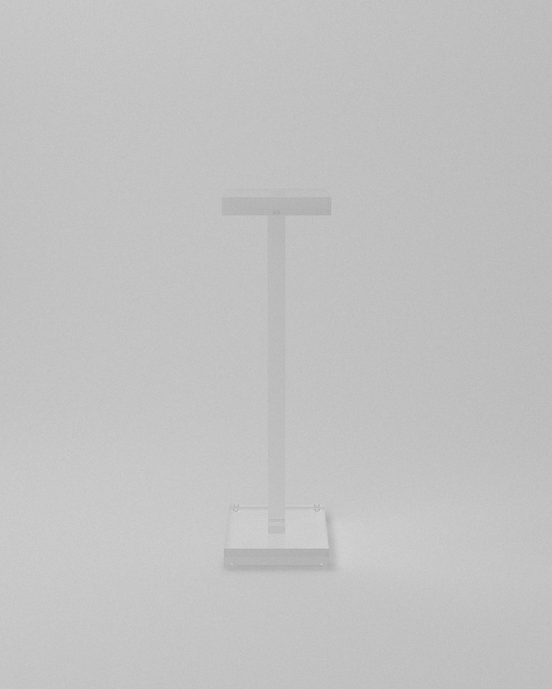 Atlas acrylic pedestal – Translucent acrylic I-pedestal on grey background. | MUÑIZ Miami