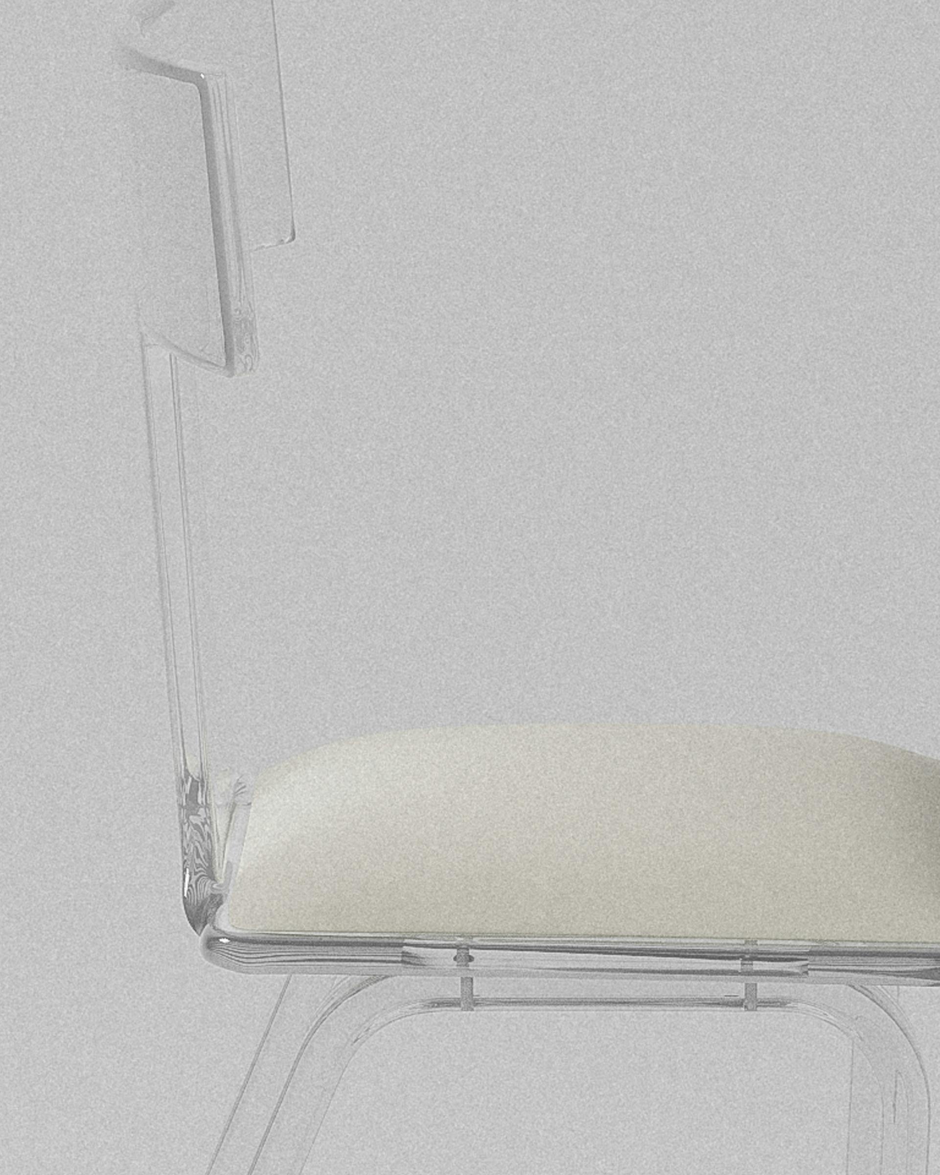 Sofia acrylic barstool – Clear acrylic barstool with light cream cushion | MUÑIZ Miami