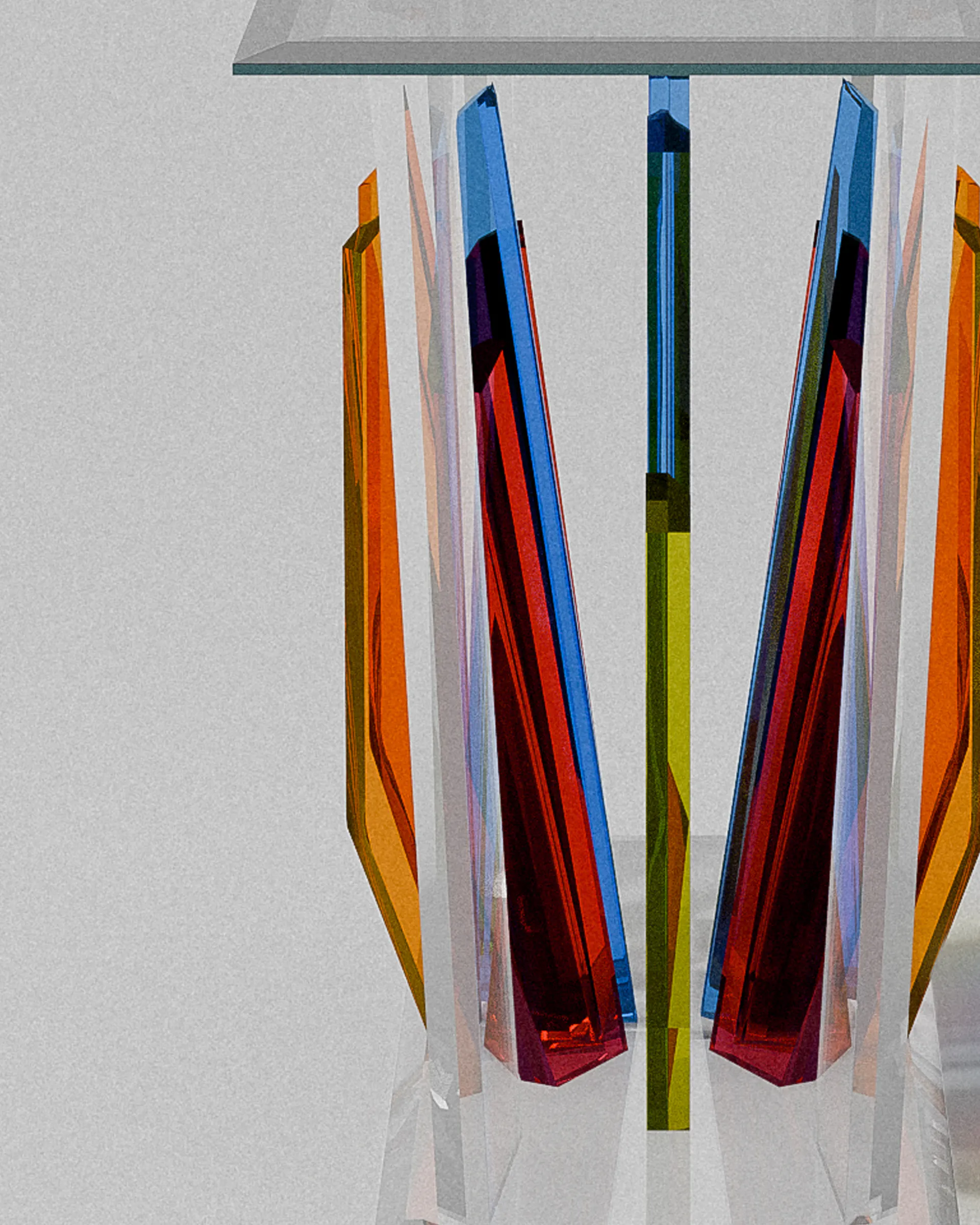 Starburst acrylic console table – Faceted colorful acrylic console table | MUÑIZ Miami