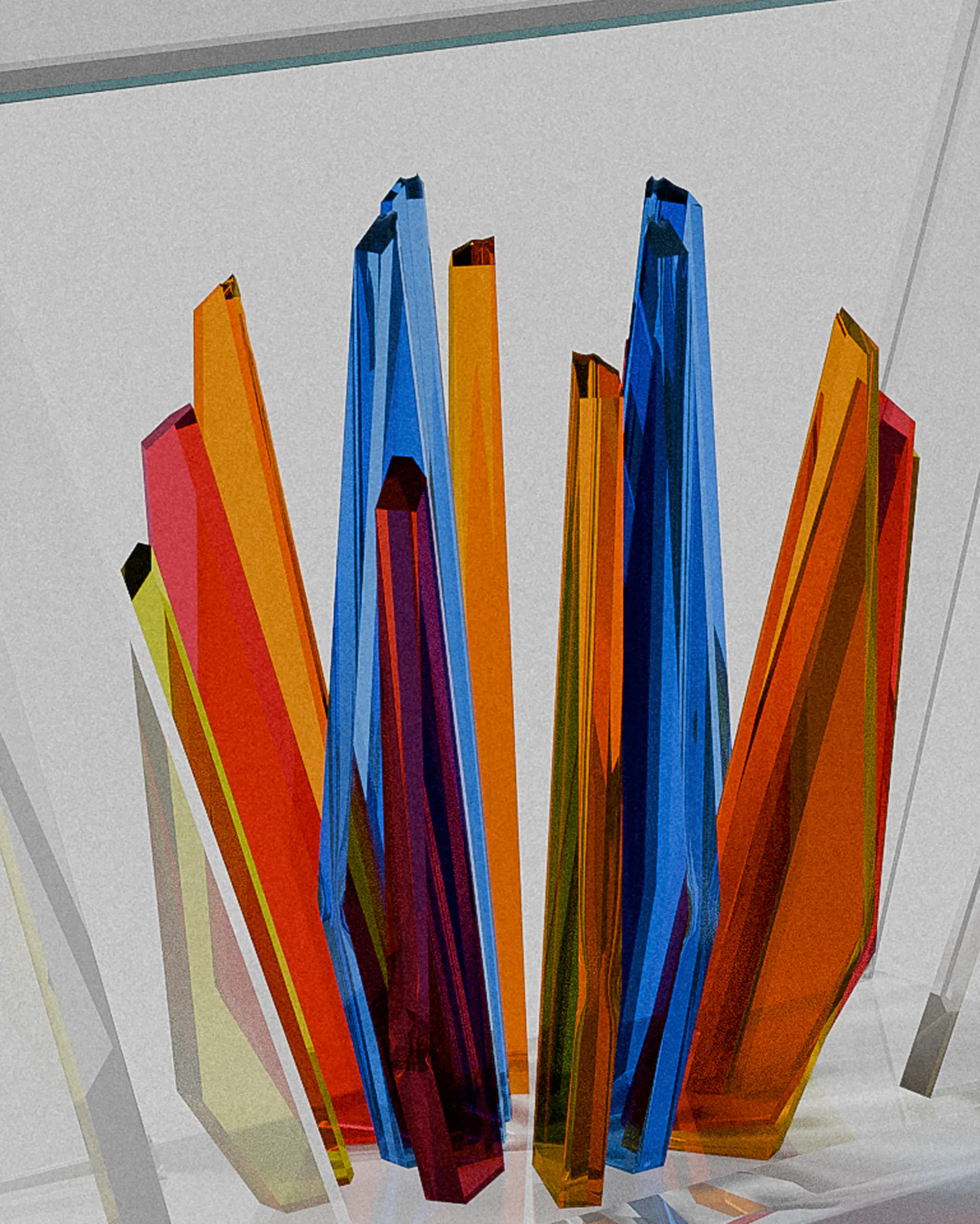 Starburst acrylic console table – Vibrant geometric acrylic prisms | MUÑIZ Miami