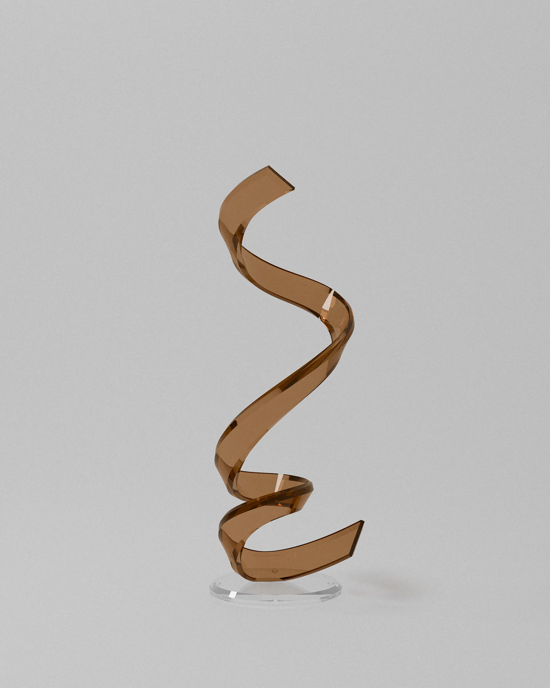 Storm acrylic sculptural object – Amber acrylic twisted ribbon sculpture | MUÑIZ Miami