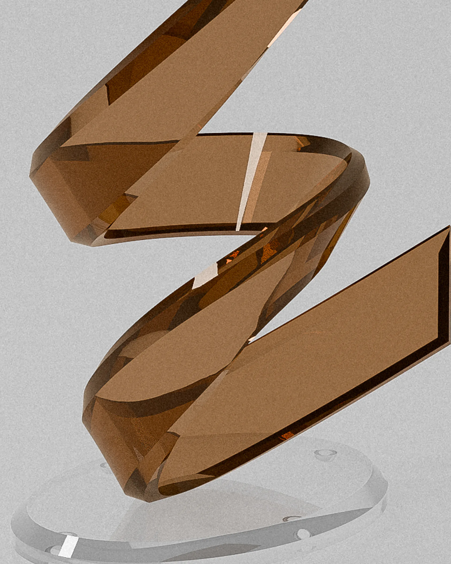 Storm acrylic sculptural object – Amber acrylic spiraling sculpture | MUÑIZ Miami